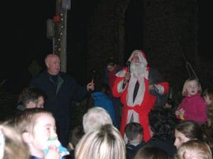 Chris greets Santa